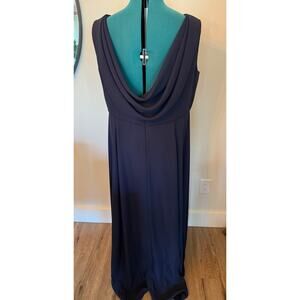Von Bramlett Blue High Neck Drape Back Dress Bridesmaid Mother Bride Groom 22W